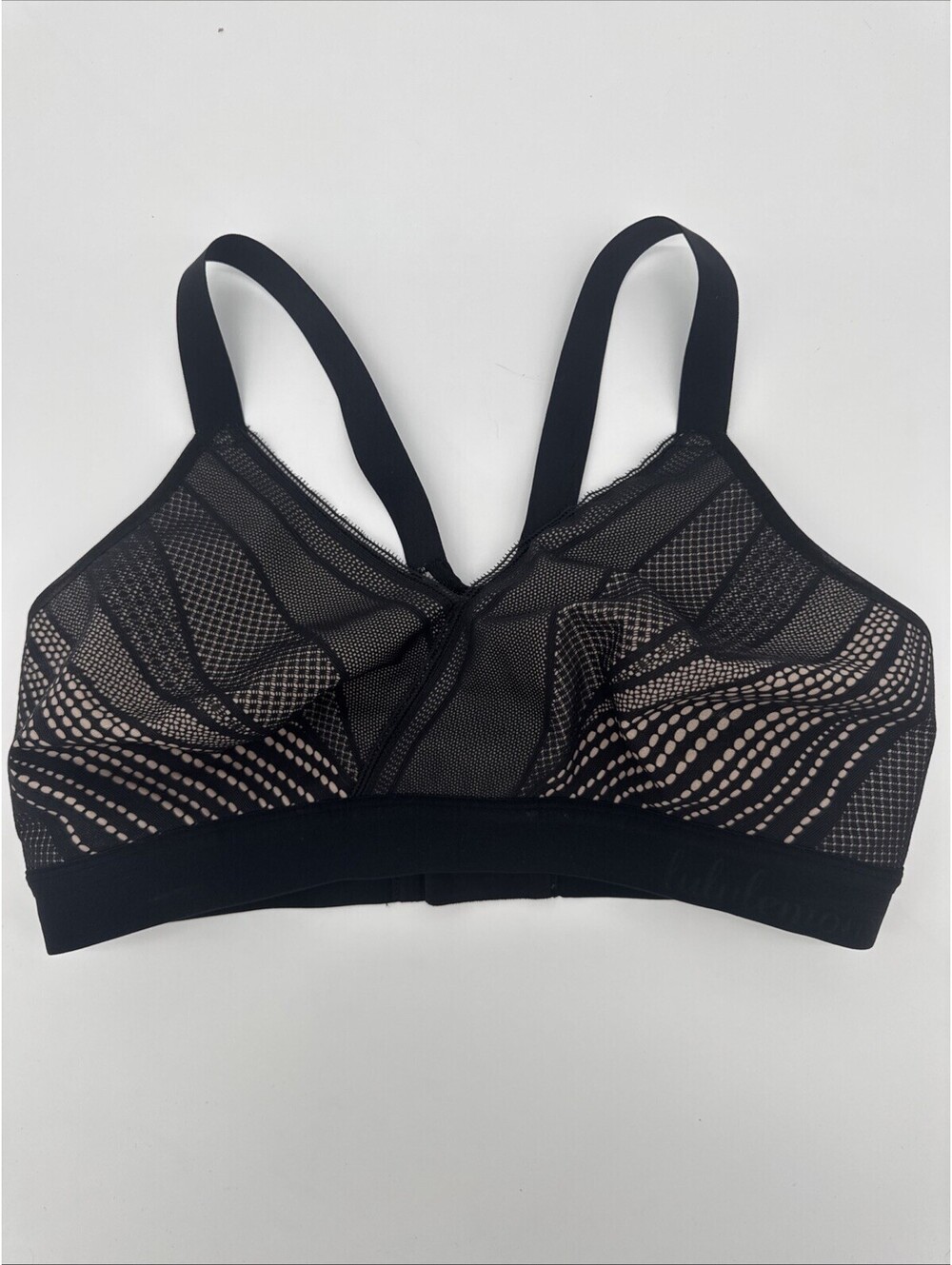 Lululemon Awake To Lace Bra Black and Beige Mesh size 36E